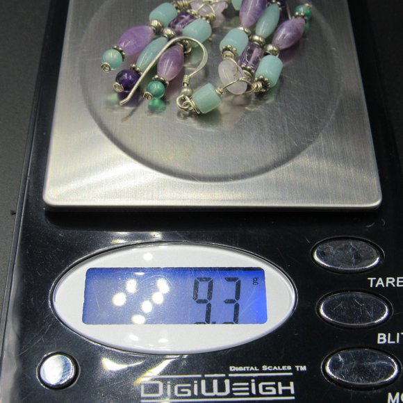 Sterling Silver Amethyst & Chrysoprase Earrings - Picture 6 of 6